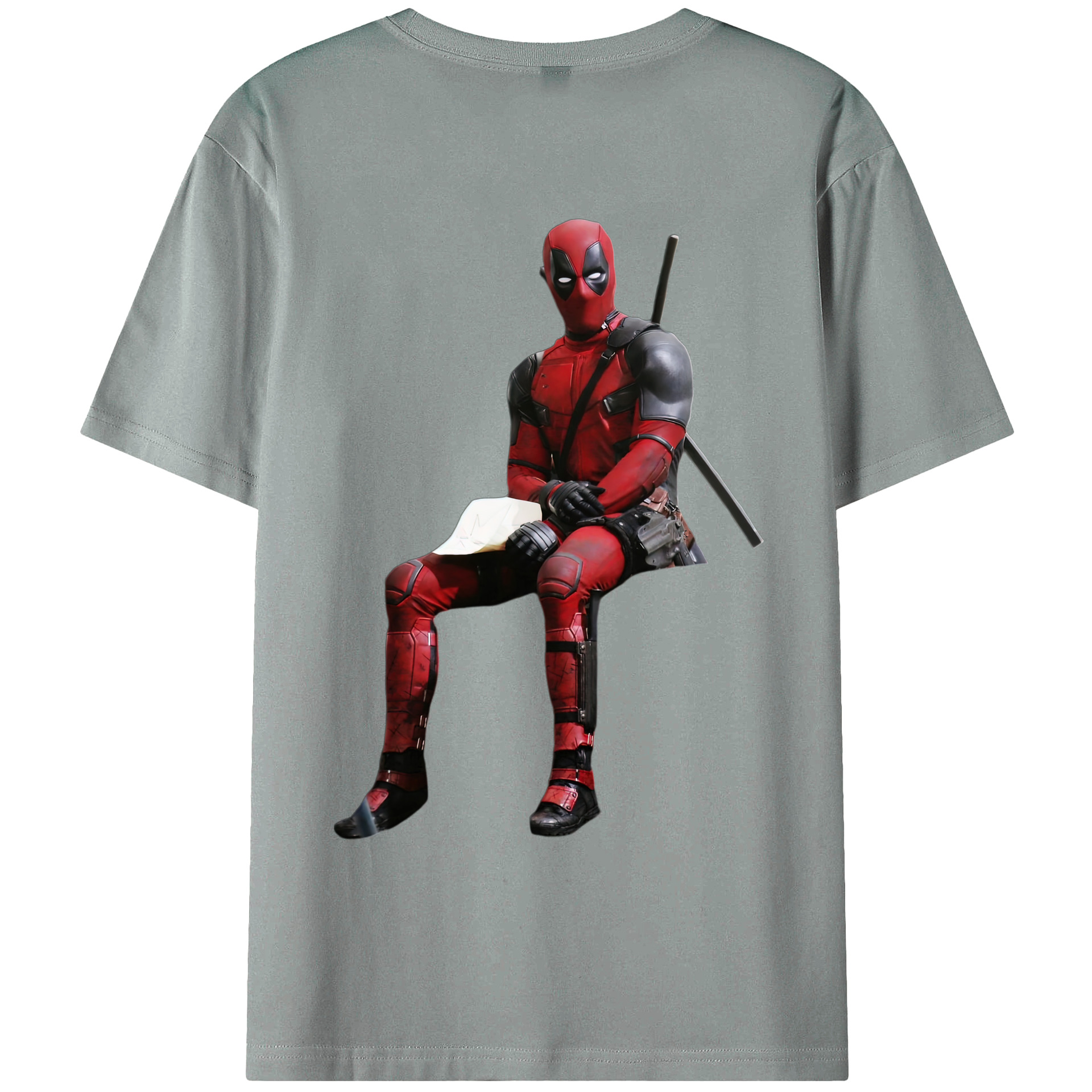 （画像用） Deadpool デッドプール 綿100％ メンズ半袖Tシャツ（バックプリント） 通気性